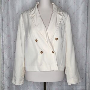 Banana Republic Cream Cropped‎ Blazer Workcore Careercore Job Corporate Size 14